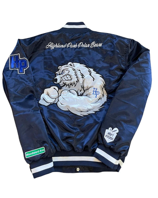 Highland Park Polar Bears Satin Bomber Jacket
